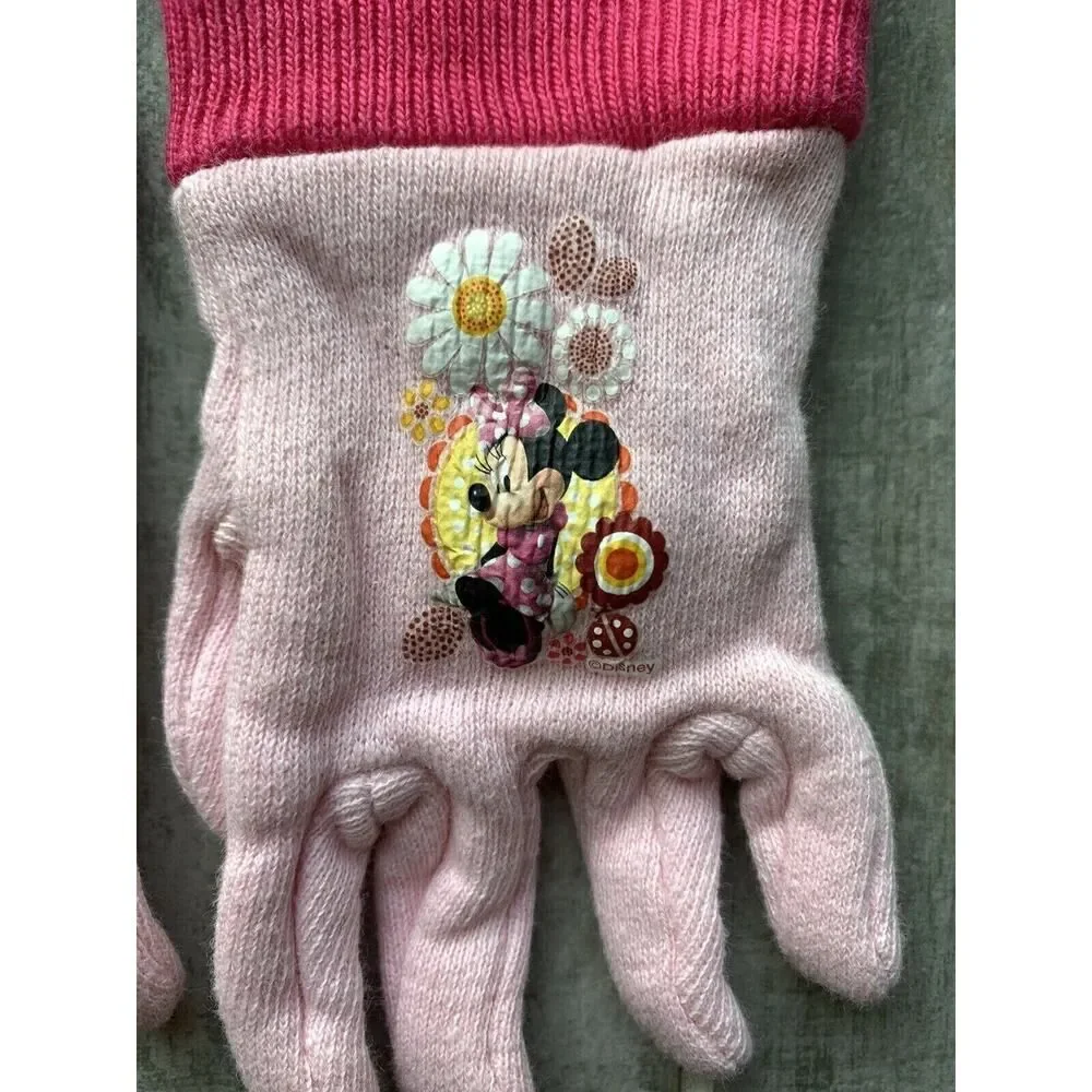 Disney Minnie Mouse Toddler Little Girls Pink Cotton Jersey Stretch Gloves 2-6 Y